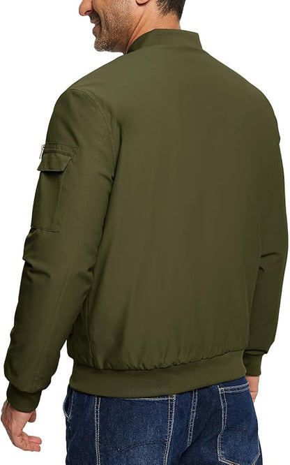 TBMPOY Men's Fall Jacket Winter Windbreaker Bomber Zip Up Padded Softshell Warm Windproof Casual Coat