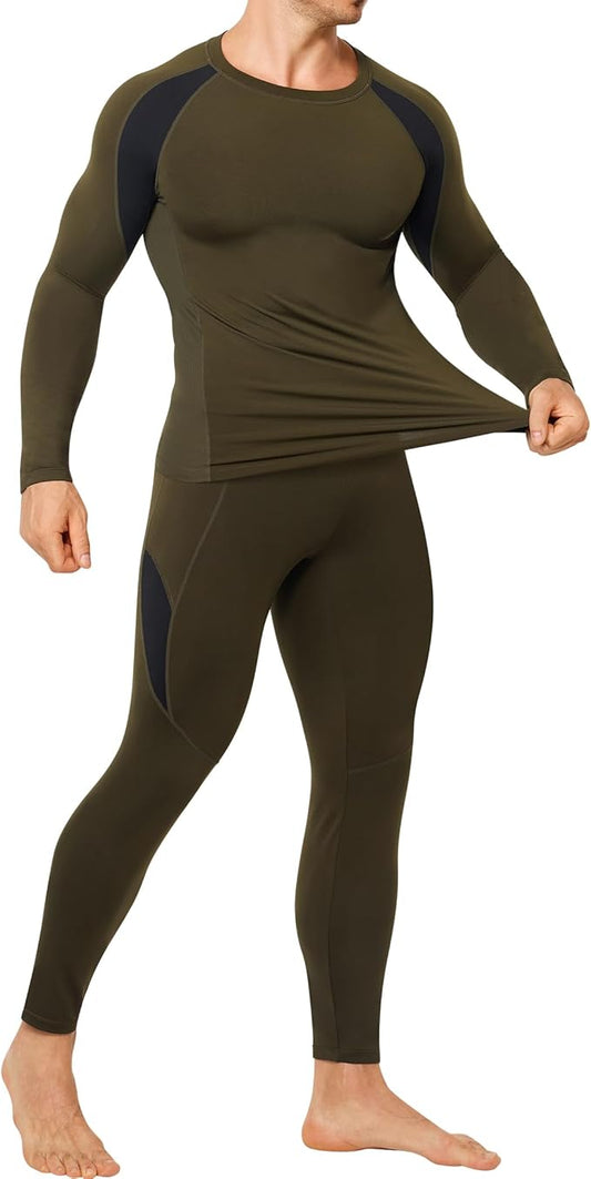 TAILONG Thermal Underwear for Men Long Johns with Fleece Lined Base Layer Hunting Gear Bottom Top for Cold Weather