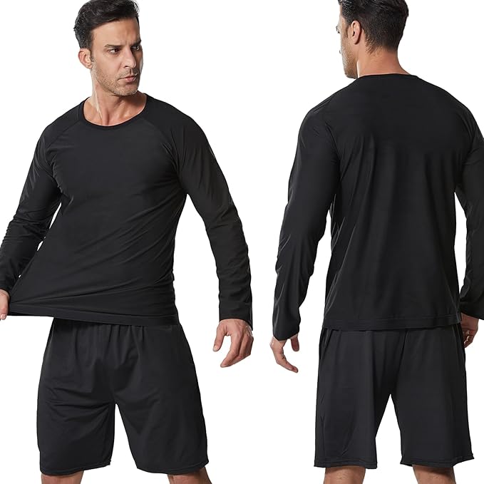 Sauna Suit for Men Long Sleeve Heat Trapping Sweat Suit Weight Loss Body Shaper Hot Workout Gym Compression Shirts