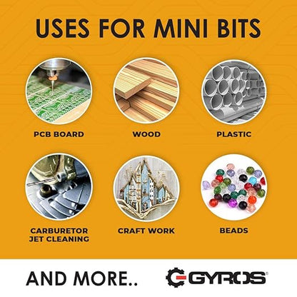 GYROS 12 PCS #68 Micro Drill Bit Set – Small Drill Bits for Jewelry, Plastic, Resin, & Soft Metal – Carbon Steel Wire Gauge Mini Twist Drill Bit Set for Pin Vise Hand Drill & Rotary Tool