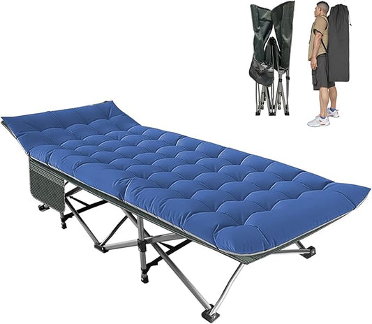 Big RED Camping Cot, Folding Camping Cots for Adults Sleeping 1200D Double Layer Oxford Portable Folding Outdoor Cots for Camping W/Soft Pad Carry Bag for Home Office Nap Beach Travel