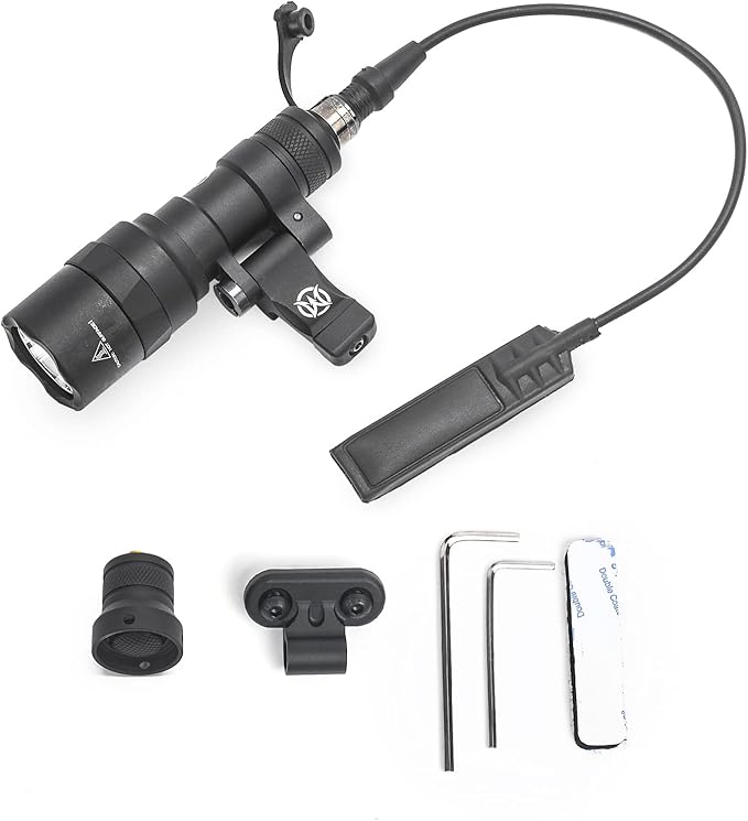 NOBUHIRO M300C 300 Lumens Tactical Flashlight, with Replaceable Mounting Rotating Base, Suitable for 20mm Picatinny & Mlok/Keymod Rail, Include with Remote Pressure & Push Button Switch (M300C)