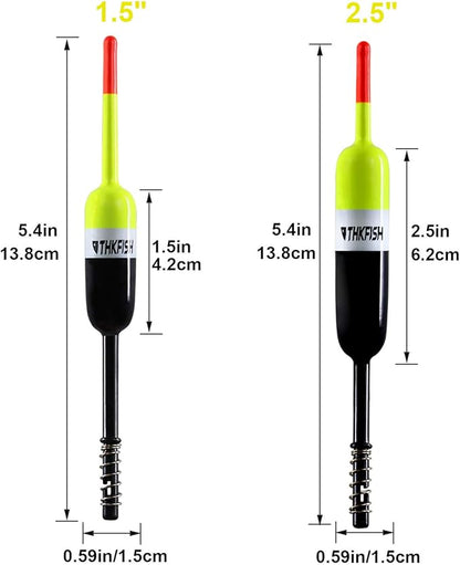 THKFISH Fishing Bobbers Fishing Floats and Bobbers Slip Bobbers for Fishing Balsa Floats Crappie Fishing Bobbers Fixed Bobber (1.5"X0.59"X5.4") (2.5"X0.59"X5.4")