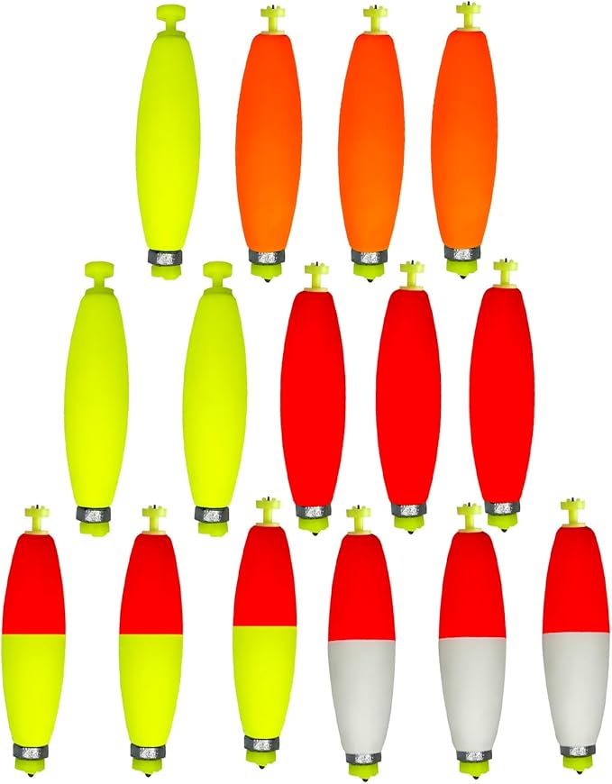 Fishing Bobbers Floats Set Weighted Fishing Bobbers for Fishing, Foam Snap on Float Weighted Bobbers Push Button Spring Fishing Floats Fishing Bobbers Assortment for Catfish
