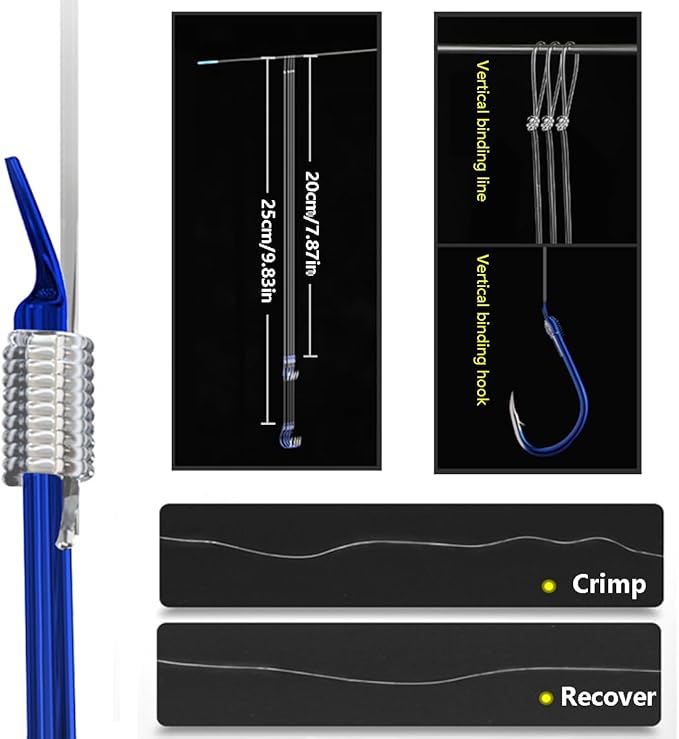 AMHDV Tiny Fishing Hooks with Line, Small Fishing Hook and Leader (Pack of 20)