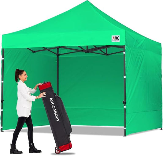 ABCCANOPY Heavy Duty Easy Pop up Canopy Tent with Sidewalls 10x10, Kelly Green