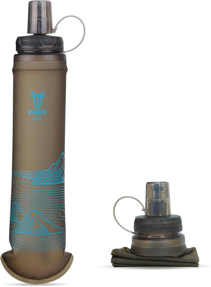 500ml Soft Flask, 1 Pack Flexible TPU Hydration Water Bottle, Collapsible with 42mm Caliber for Running, Hiking, Cycling, Climbing, and Marathon Blue