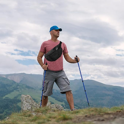 Sports Fanny Pack for Men Women, Outdoor Waist Pack Bag with 6 Zipper Pockets, Super Capacity Bum Bag with Adjustable Belt for Traveling Hiking Cycling Workout Casual