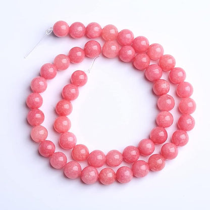 12MM 30PCS Natural Stone Pink Jade Beads Rhodochrosite Chalcedony Beads for Jewelry Making DIY Bracelet 1 Strand