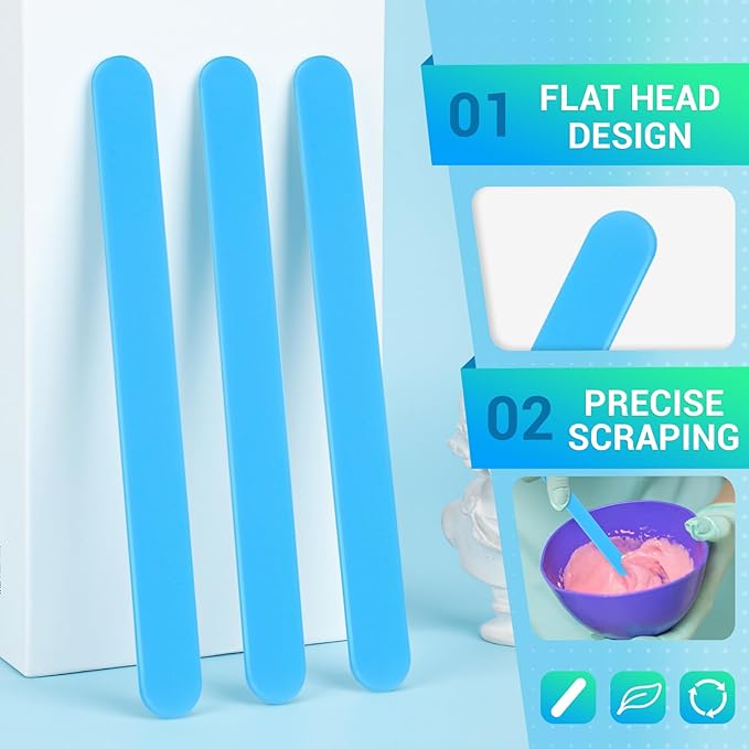 Gartful 6PCS Large Silicone Stir Sticks, Reusable Epoxy Resin Stir Sticks for Resin Mixing, Paint, Making Glitter Tumblers Cups, Arts, Crafts, Facial Mask Stirring Rods, 6.3" Long, Blue