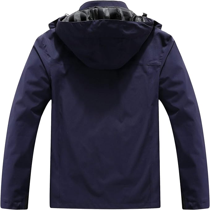 OTU Men's Lightweight Waterproof Hooded Rain Jacket Outdoor Raincoat Shell Jacket for Hiking Travel