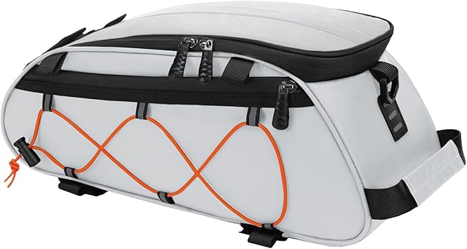 MOSISO Bike Rack Bag with 2 Removable Panniers, Waterproof Bike Trunk Cooler Storage Handbag Insulated Bicycle Rear Seat Pouch, Bicycle Storage Saddle Shoulder Bag Cycling Luggage Pouch, Silver