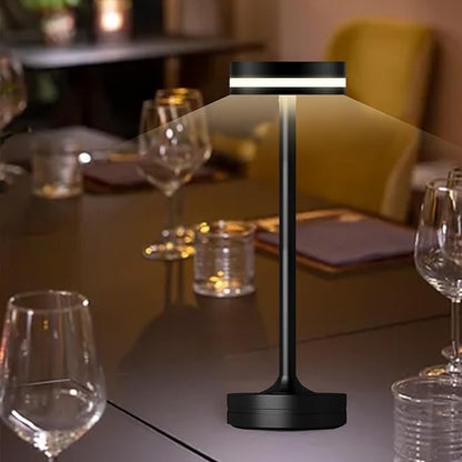 2PCS Cordless LED Rechargeable Table Touch Lamp,3 Color Stepless Dimming,Built-in 5000mAh Battery Table Light, Ambient Light for Restaurant Patio Office Dorm Terrace Outdoor Party Bar Cafe Desk(Black)