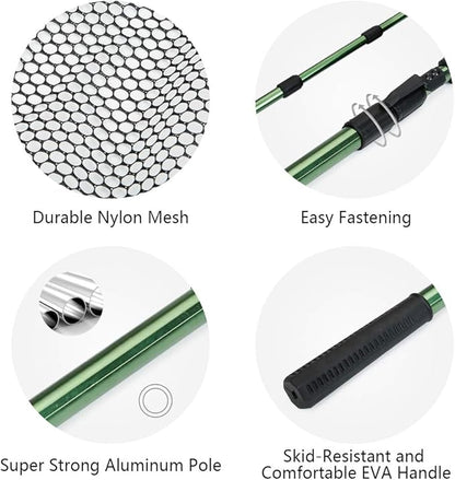 RESTCLOUD Fishing Landing Net with Telescoping Pole Handle, Fishing net Freshwater for Kids Men Women, Extend to 40-63 Inches