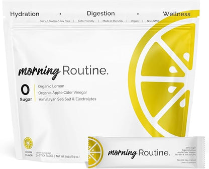 ROUTINE Morning Daily Hydration | Electrolyte Powder Packets with Apple Cider Vinegar, Lemon, and Sea Salt | Keto & Paleo-Friendly Electrolyte Drink Mix (90 Pack)