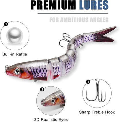 Fishing Lures for Bass Trout Topwater Multi Jointed Swimbaits Slow Sinking Bionic Swimming Lures Bass Freshwater Saltwater Bass Lifelike Fishing Lures Kit