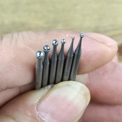 𝐋𝐮𝐨 𝐤𝐞 6 Pcs Open Mouth Cup Burr - 3/32'' Shank Jewelry Setting Cup Burs Wire Rounder Bits Lapidary Making Bits for Rotary Tools includes Dremel (008-023)