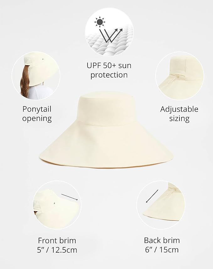 Solbari Ultra Wide Brim Sun Hat UPF50+ Packable UV Sun Protection Hats with Full Coverage Brim