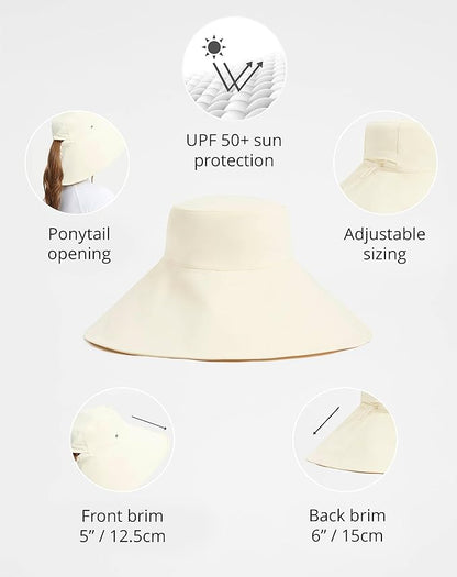 Solbari Ultra Wide Brim Sun Hat UPF50+ Packable UV Sun Protection Hats with Full Coverage Brim