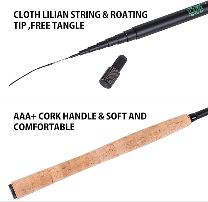 Goture//Telescopic Tenkara Fishing Rod Kit//Ultralight Travel Fishing Rod,Portable Collapsible Bass Crappie Rod, Carbon Fiber Inshore Stream Trout Pole 10 12 15 18 21 24 Free Tip Set(Top 3 Segment)