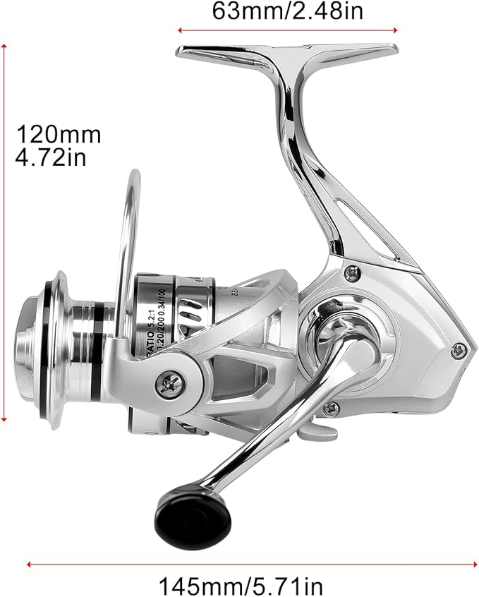 HAUT TON Spinning Reel 8000/9000/10000/12000/14000,6+1BB Metal Surf Fishing Reels,4.8:1 Gear Ratio 55lbs Drag Heavy Long Casting Inshore Saltwater Monster Fish