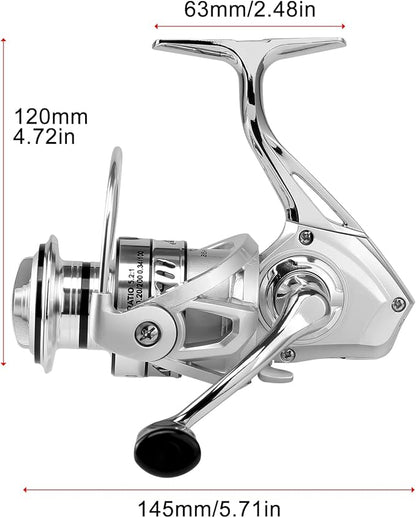 HAUT TON Spinning Reel 8000/9000/10000/12000/14000,6+1BB Metal Surf Fishing Reels,4.8:1 Gear Ratio 55lbs Drag Heavy Long Casting Inshore Saltwater Monster Fish