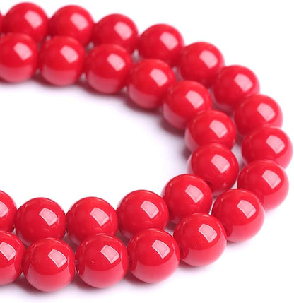 8MM 46PCS Red Glass Round Spacer Loose Beads for Jewelry Making 15 inches DIY Bracelet Necklace
