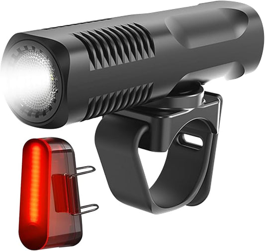 Bike Lights Front and Back Set, 8+5 Modes USB-C Rechargeable Bicycle Headlight and Tail Light, IP64 Waterproof LED Safety Lights for Night Riding, Road & Mountain Cycling Accessories, Easy to Install