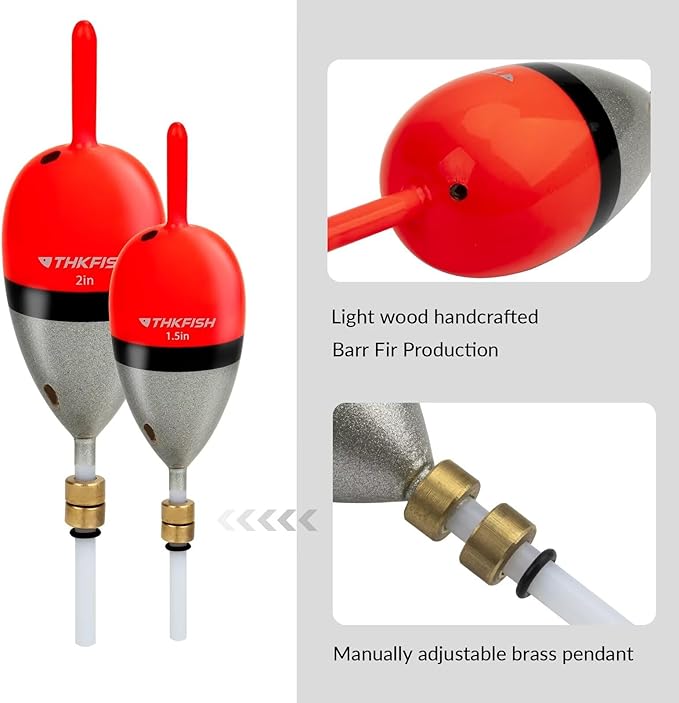 THKFISH Fishing Bobber Slip Bobber Fishing Floats for Crappie Balsa Bobbers for Panfish,Walleye,Salmon Floatage