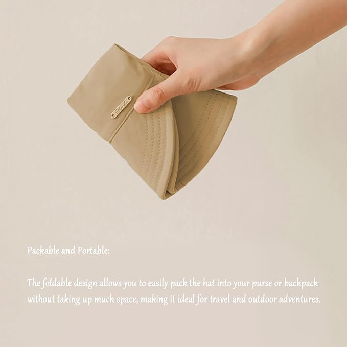 huablo]UPF 50+Womens Sun Hat UV Protection Hiking Fishing Hats Wide Brim Hat Adjustable Ponytail Packable Sun Cap