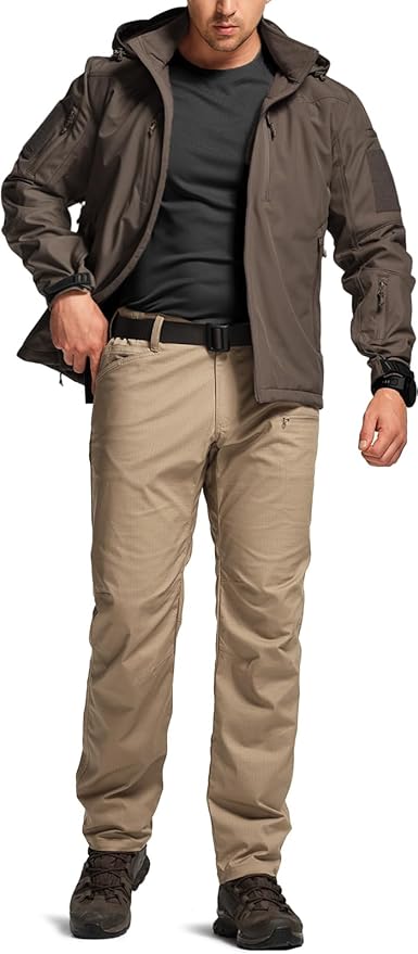 CQR Men's Flex Stretch Tactical Pants, Water Resistant Ripstop Cargo Pants, Lightweight EDC Outdoor Work Hiking Pants