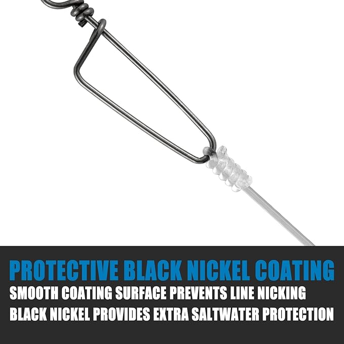 Dr.Fish Fishing Snap Swivels Ball Bearing Swivels Fishing Tackle Saltwater & Freshwater Coast-Lock Lure Snap Clips Terminal Tackle Line Leader Connector Accessories