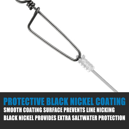 Dr.Fish Fishing Snap Swivels Ball Bearing Swivels Fishing Tackle Saltwater & Freshwater Coast-Lock Lure Snap Clips Terminal Tackle Line Leader Connector Accessories