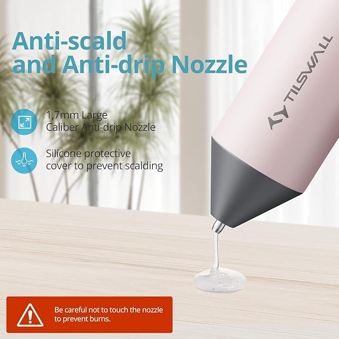 Tilswall Cordless Hot Glue Gun, 30s Fast Preheating with 2Ah Built-in Battery, Hot Melt Glue Gun with 20pcs Premius Glue Sticks, Smart Power-Off, USB-C Inputs Suitable for DIY Craft, Home Repaire Pink