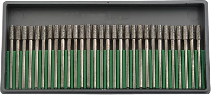 30Pcs 4mm Cylinder,3mm Shaft,Diamond Stone Abrasive Burs Burr Grit Bits for Rotary Tool Grinding Head Jewelry Lapidary Woodworking (Cylinder 4mm)