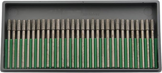 30Pcs 4mm Cylinder,3mm Shaft,Diamond Stone Abrasive Burs Burr Grit Bits for Rotary Tool Grinding Head Jewelry Lapidary Woodworking (Cylinder 4mm)
