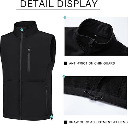 Men's Lightweight Softshell Vest Outerwear Windproof Sleeveless Jacket for Golf Running Hiking
