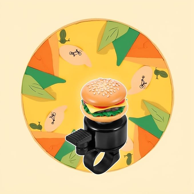 Cheeseburger Shape Bike Bell with Loud Clear Sound, Cycling Accessory for Balance Bikes, Scooters