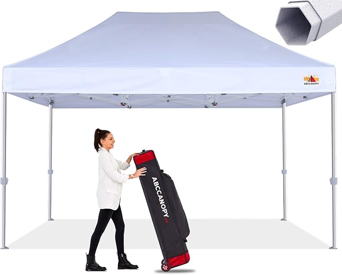 ABCCANOPY 10x15 Canopy Tent Bundle with US Weight 40lb No-Pinch Canopy Weights and Carry Strap
