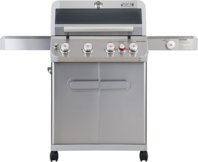 Monument Grills 4+1 Outdoor Barbecue Stainless Steel Propane Gas Grill, 4 Burners & 1 Side Burner 62,000 BTU Patio Garden Barbecue Grill with Knob Controls, Mesa415BZ
