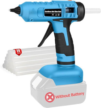 100w Cordless Hot Melt Glue Gun Compatible with Makita 18V Battery, High Temp Electric Power Glue Gun with 20pcs 11x150mm Glue Sticks for Arts Crafts DIY Decor School Home Repair (No Battery)