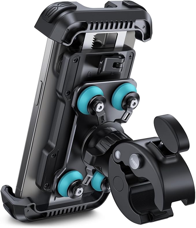 Lamicall Motorcycle Phone Mount Holder - [Dual Vibration Dampener] [Upgrade Handlebar Clip] Motorcycle Cell Phone Holder, Bike Phone Mount, Fit iPhone 16/15/14/13 Pro Max, 4.7-6.7" Phones, Blue