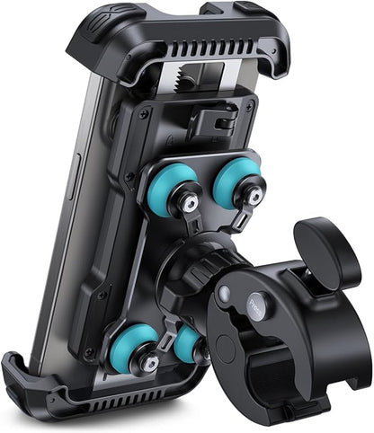 Lamicall Motorcycle Phone Mount Holder - [Dual Vibration Dampener] [Upgrade Handlebar Clip] Motorcycle Cell Phone Holder, Bike Phone Mount, Fit iPhone 16/15/14/13 Pro Max, 4.7-6.7" Phones, Blue