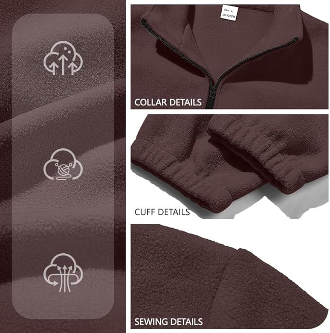 Mens Polar Fleece Jacket Full Zip Lightweight Casual Outdoor Jackets Stand Collar Warm Coats with Pockets