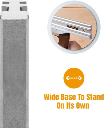 POWERTEC 38 Inch Machinist Aluminum Straight Edges and 3pc L Square, for Checking Surface Warp, Marking/Scribing Lines - Used w/Feeler Gauges for Automotive Repairs, Cylinder Head Checks (72113)