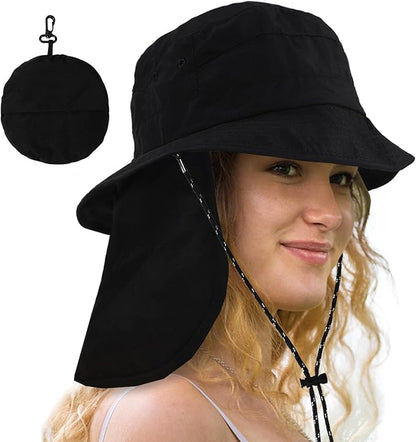 Water-Resistant Sun UPF 50+ Bucket Hat Protection Packable Brimmed Boonie for Women Men Summer Lightweight Hiking Outdoor Cap