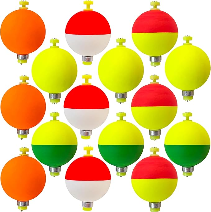 Fishing Bobbers Floats Set Weighted Fishing Bobbers for Fishing, Foam Snap on Float Weighted Bobbers Push Button Spring Fishing Floats Fishing Bobbers Assortment for Catfish