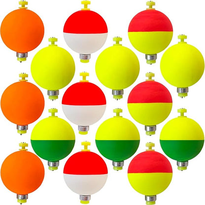 Fishing Bobbers Floats Set Weighted Fishing Bobbers for Fishing, Foam Snap on Float Weighted Bobbers Push Button Spring Fishing Floats Fishing Bobbers Assortment for Catfish