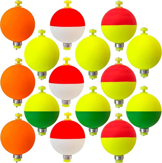 Fishing Bobbers Floats Set Weighted Fishing Bobbers for Fishing, Foam Snap on Float Weighted Bobbers Push Button Spring Fishing Floats Fishing Bobbers Assortment for Catfish