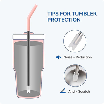 Reusable Metal Straws with Silicone Tip for Stanley 20oz,Stainless Steel Drinking Straws for 20oz Tumbler,3 Straight Tubes & 6 Tips& 1 Cleanr Brush(Vivid Violet)